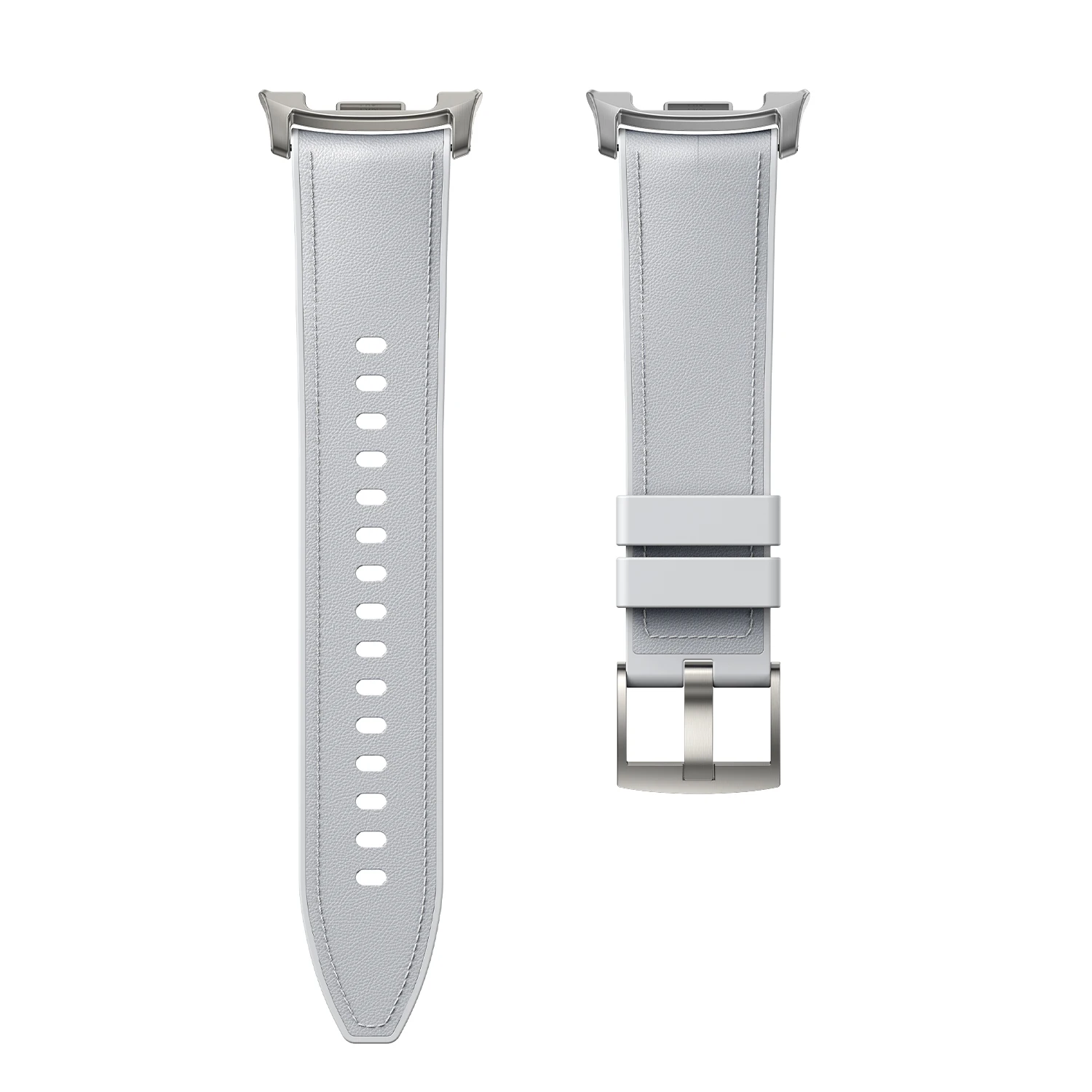 Premium Silicone & Leather Watch Strap - Elegant No-Gap Design Bracelet Accessory