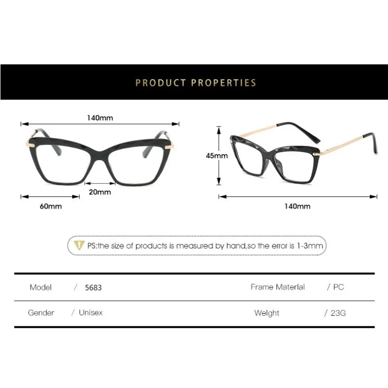Women Fashion Square Glasses Frame Cat eye Eyewear
