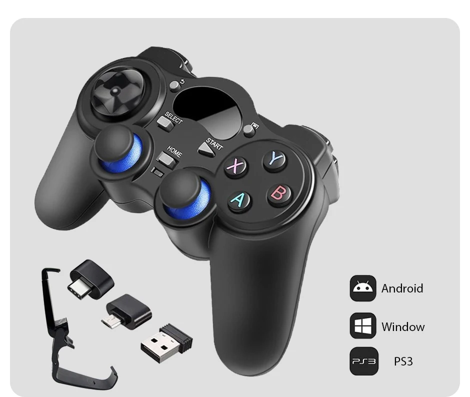 Manette de jeu sans fil 2,4 GHz avec adaptateur OTG pour smartphone, tablette, PC ou Smart TV Android P3_voghion.com