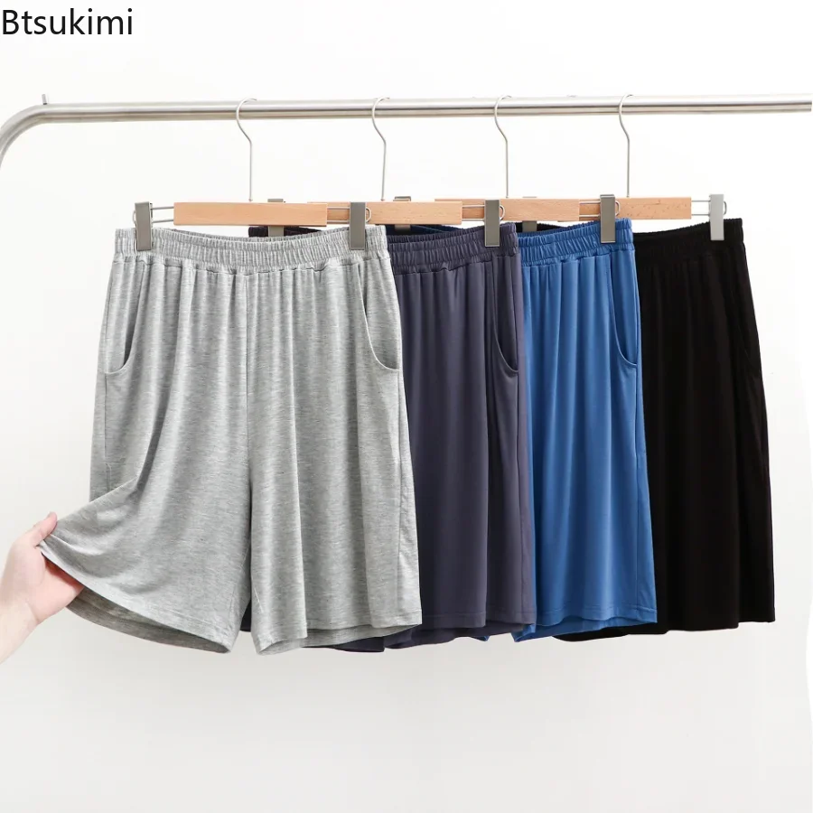 2024 Men's Summer Casual Shorts for HomeWear Pants Sleep Bottoms Male Soft Modal Trousers Oversized  Thin Stretch Shorts Male 105kg men s modal sleep bottoms casual comfortable loose men boxer shorts sleepwear male elastic summer homewear sleep pants