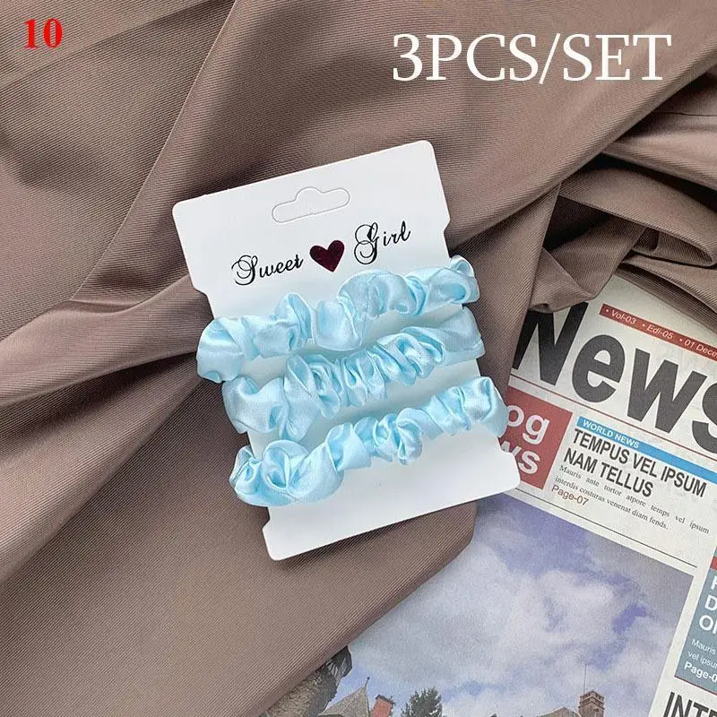 Elegant Silk Satin Scrunchies Set - 6-Piece Solid Color Hair Accessories Collection