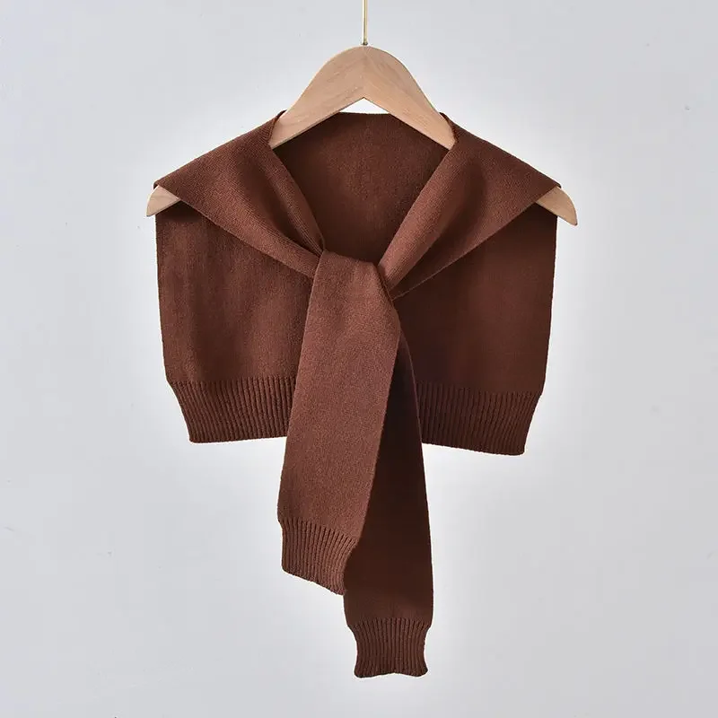 Shrugs Women Shoulder Shawl Fall Outwear All-match Candy Colors Fashion Knit Scarf-collar Harajuku Korean Streetwear Chic Sweet