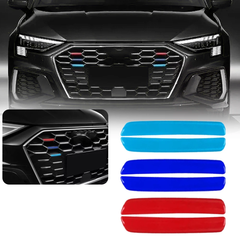 Vibrant Car Grille Trim Strips - Set of 6 Decorative Stickers
