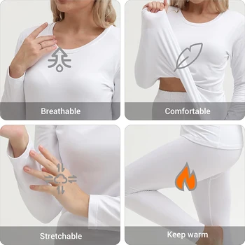Thermal Underwear Suit for Women Long Johns Ultra-Soft Slim Base Layer Cold Weather Keep Warm Top Bottom Set of 2 5