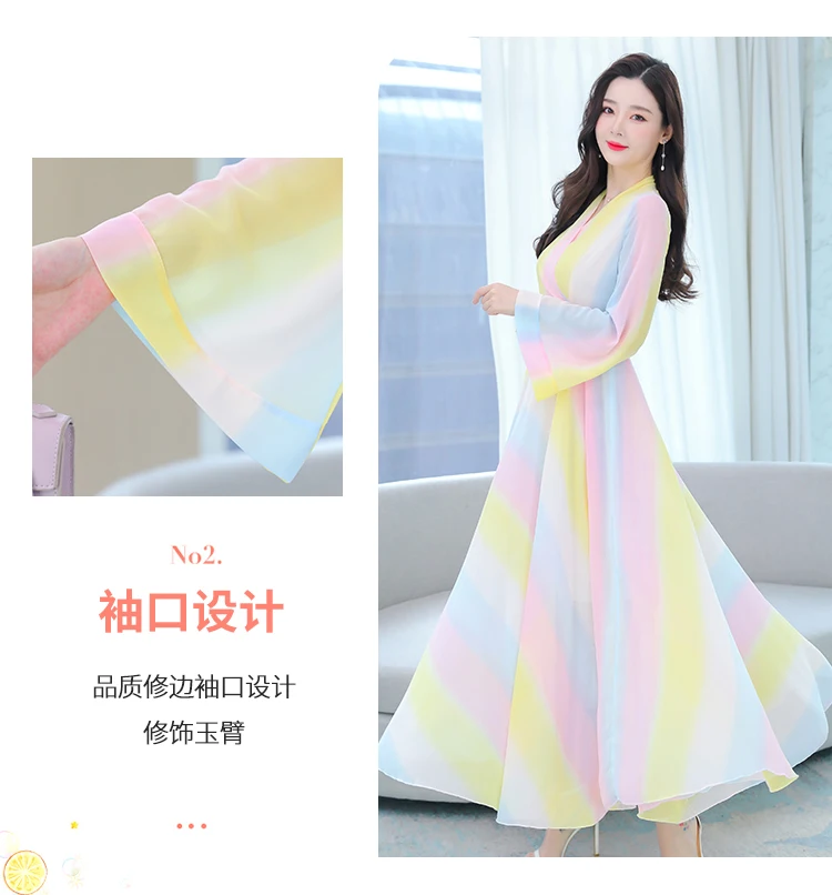 Elegant Chiffon Beach Casual Long Sleeve Dresses Women Clothing Spring Summer Prom Korean Fashion Maxi Dress 2023 Luxury Evening