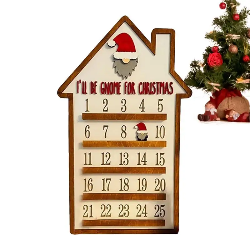 

Wooden Advent Calendar Birthday Decor House Calendar For Christmas Removable Santa Decorative Advent Bulletin Plaque Board