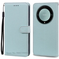 Luxury Leather Flip Wallet Cover for Honor X9A 5G - Premium Silicone Protection (Light Blue)