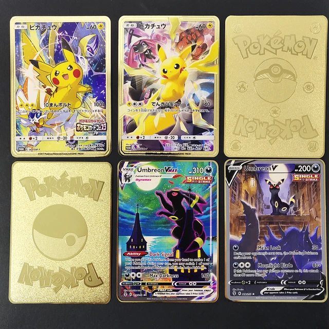 Anime Pikachus Metal Card Pokemon Cards Eevee Charizard Evolution Battle Games Collection Playing Cards Kids Toys Gift 5