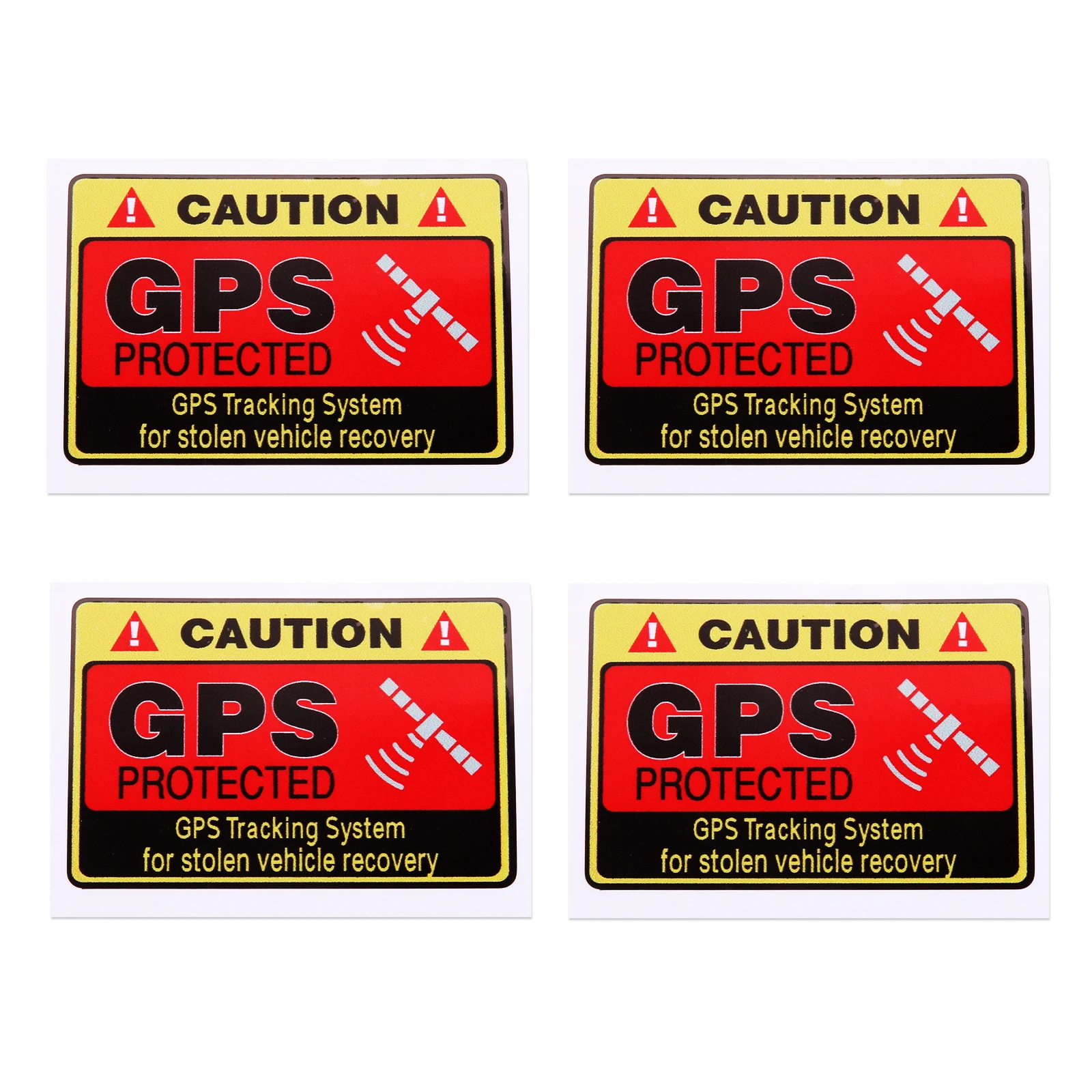 4Pcs Car Sticker Warning Caution GPS Tracking System Protected Automobiles Motorcycles Exterior Accessories PVC Decals 7x4.7cm