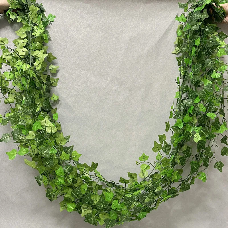 

100pcs Green Leaf 1 piece 2.4M Home Decor Artificial Ivy Leaf Garland Plants Vine Fake Foliage Flowers Creeper Green Ivy Wreath