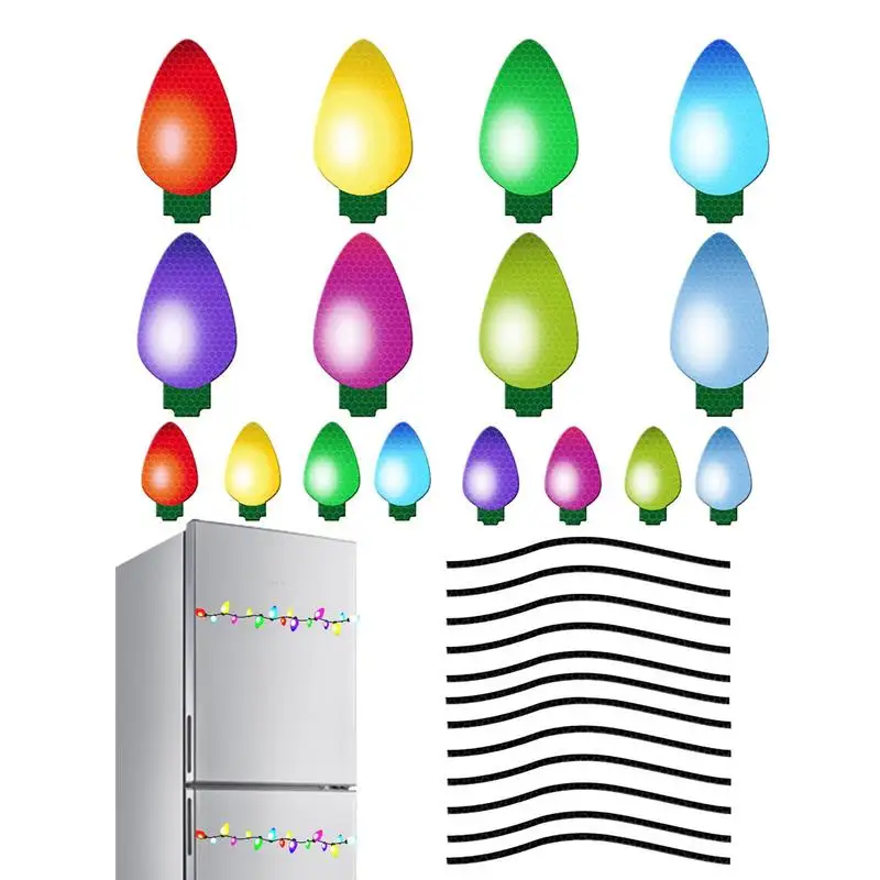 

Рождественские магниты с лампочками, 28 шт./комплект, светоотражающие рождественские магниты, украшения, лампочка, светоотражающая Рождественская