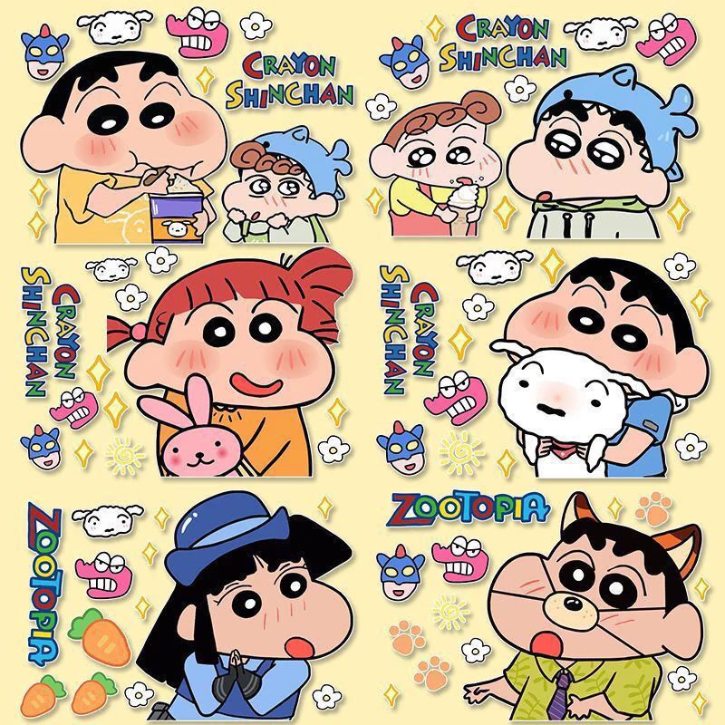 

Стикеры Kawaii Crayon Shin-Chan, аниме Мультяшные водонепроницаемые Стикеры для электрического автомобиля, шлема, ноутбука, коробка для хранения, подарки для детей