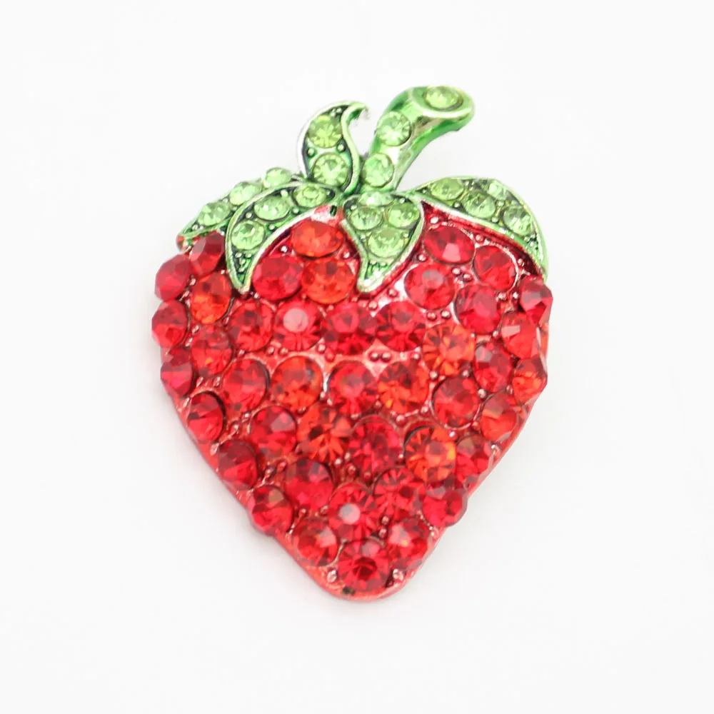 

10pcs/lot Red Rhinestone Strawberry Pendant Silver Tone Crystal Fruit Charms Pendant For Necklace
