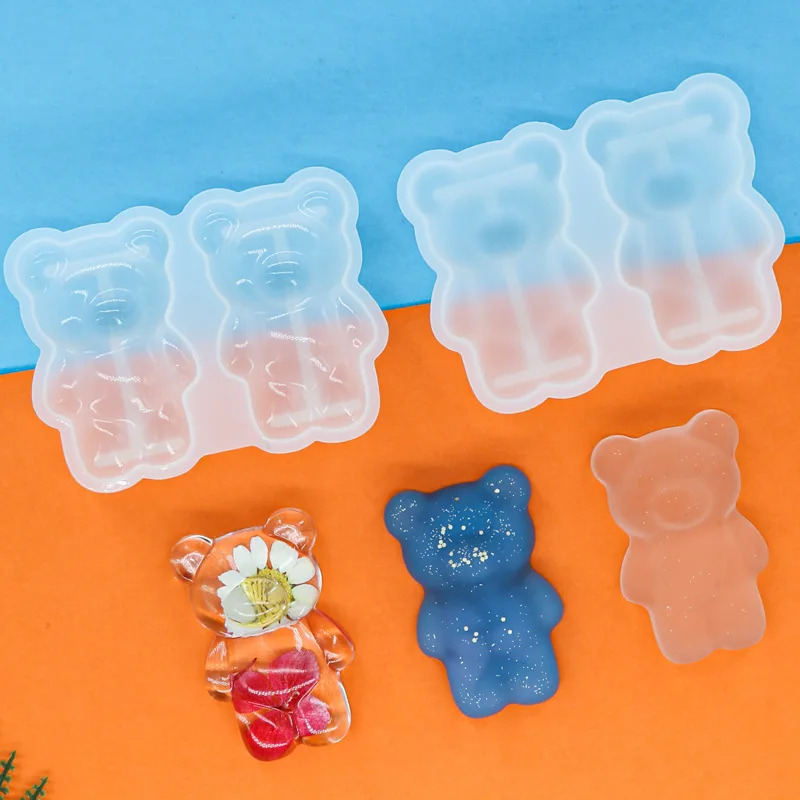 DIY Crystal Drip Resin Mold Bear Statue Silicone Animal Mold