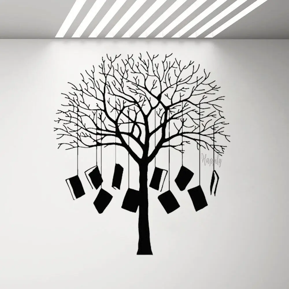 Vinyl Wall Decal Books Tree Wall Sticker Home Library Reading Corner Decor Bedroom School Classroom Window Stickers C272