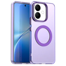 Magnetic Wireless Charging Case with Transparent Back and Candy Colors for Vivo V60 Lite 4G (Purple)