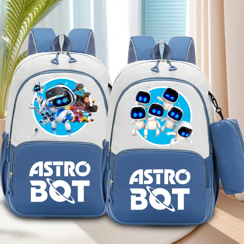 2pcs Astro Bot Schoolbag with Pencil Case for Students Anime Fashion Backpack Boys Girls Book Stationery Storage Schoolbags Gift