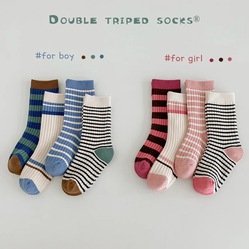 Baby Socks Boys Girls Calf Length Autumn Children Classic Striped Socks Kids Warm School Dress Socks