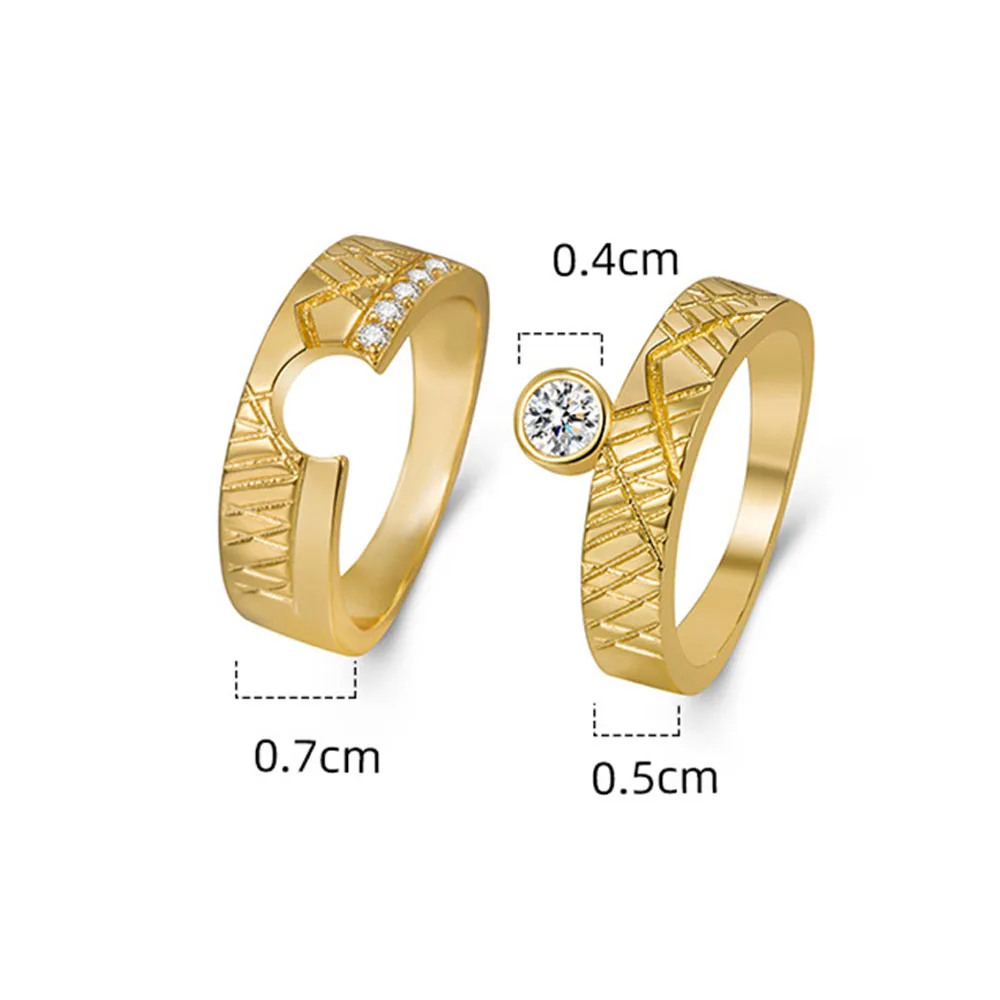 

HOYON 24K Gold Color Classic Men's Diamond Ring Couple Ring Luxury Women's Engagement Wedding Party Jewelry Gift Free Shipping