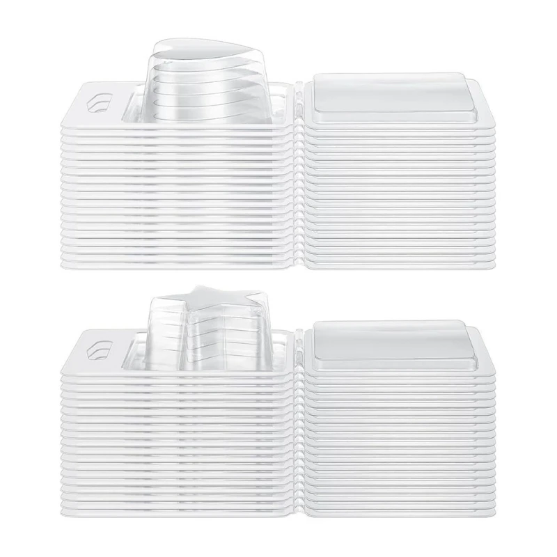 

100 Pcs Wax Melt Molds Resuable Transparent Plastic Wax Melt Clamshell Mould for Candle Making and Soap Wax Melts Box