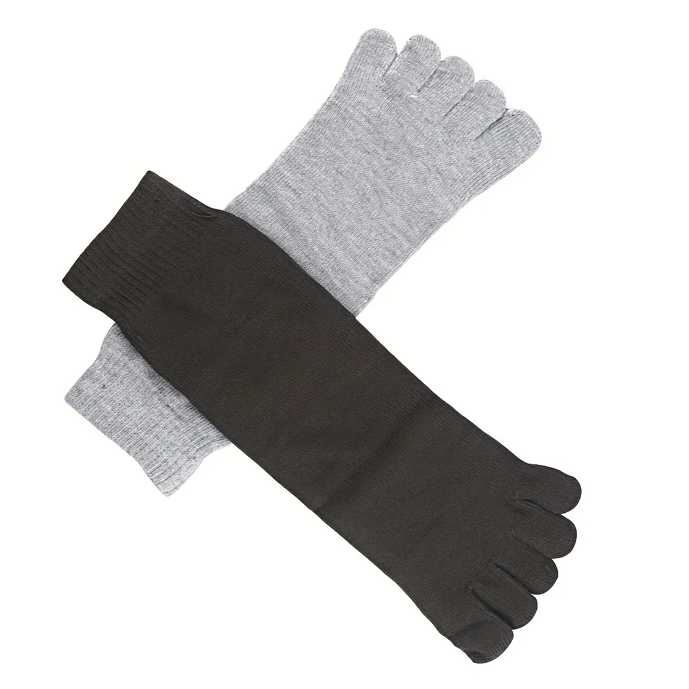 5 Pairs Men Solid Color Five Finger Socks Cotton Odor Resistant Breathable Split Toe Socks