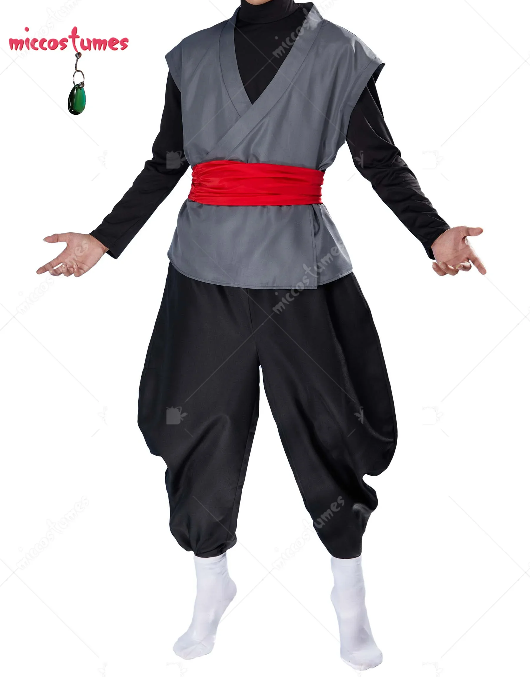 

Miccostumes Men's Kung Fu Suit With Earrings Anime Black Cosplay Costume Halloween