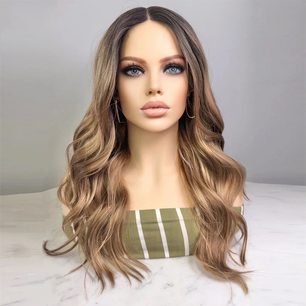 

Long Highlight Ombre Honey Blonde Wave European Virgin HumanHair Jewish Wig 13x6Lace Front Kosher Sheitel Wig For Women BabyHair