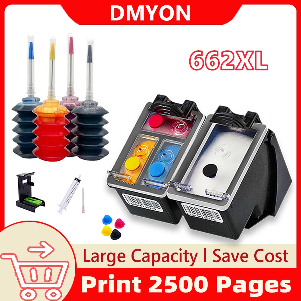 

DMYON Replacement Ink Cartridge for HP662 662XL for HP 662 Deskjet 1015 1515 2515 2545 2645 3545 4510 4515 4516 4518 printer