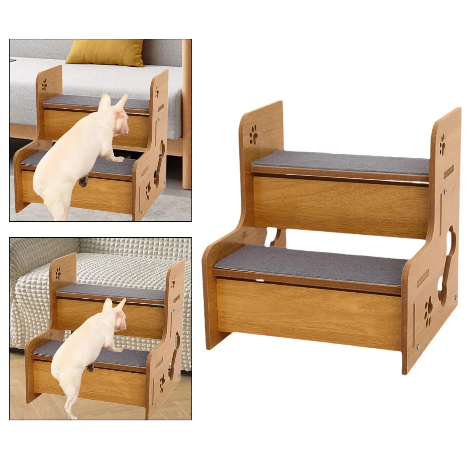 Wooden Pet Stairs Portable Sturdy Dog Ramps for Couches Window High Beds