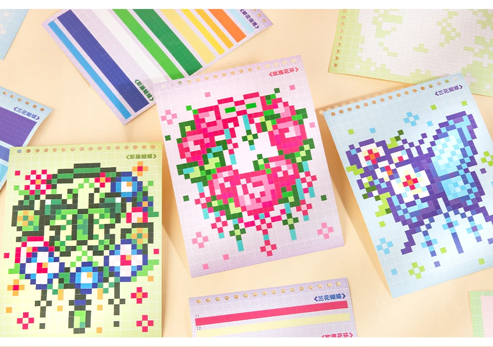 JIAMEI 20sheets Bean Workshop Series Kawaii Cartoon Pixel Collar Sticker Book Creative Handmade Scrapbook Stationery Stickers