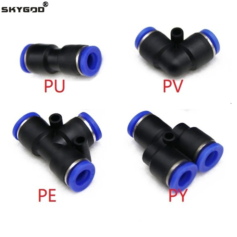 

5/10pcs Air Pneumatic Tube Fitting OD 4mm 6mm 8mm 10mm 12mm 14mm 16mm T Y L I Tpye PV Plastic Quick Connector Push In Pipe Hose
