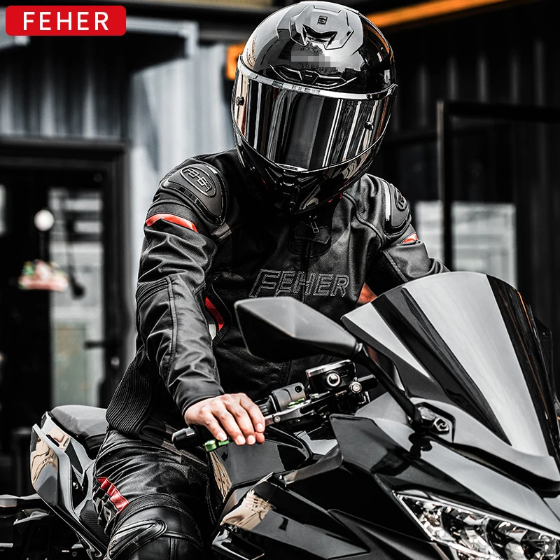 Motorcycle Leather Jacket Men Windproof Motocross Outdoor Cycling Protective Clothing Wear Resistant Leather Clothing