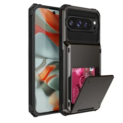 Flip Wallet Shockproof Phone Case with Card Slot and Hidden Pocket - Durable PC+TPU Protection - Pixel 9 (BK)