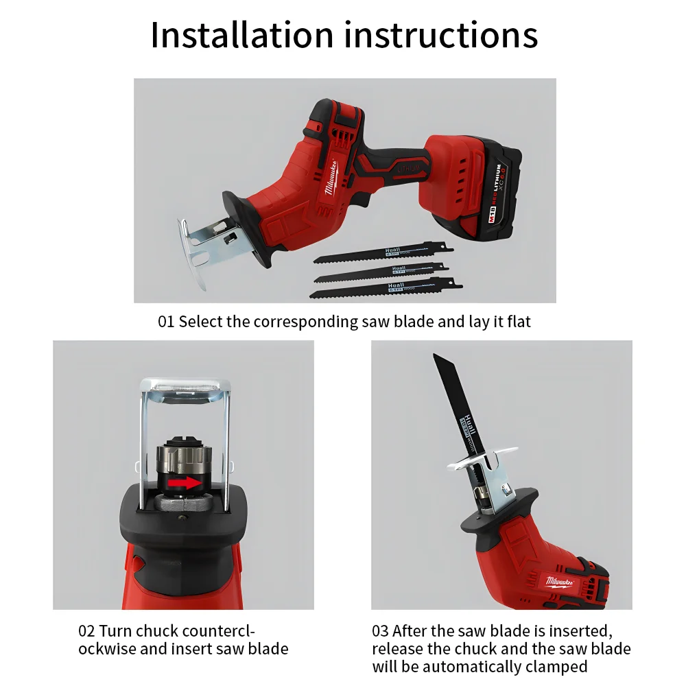 Milwaukee Cordless Reciprocating 18V Battery Electric Saw Horse Knife Saw Metal Pipe Cutting Handheld Power Tools Multifunctiona 5