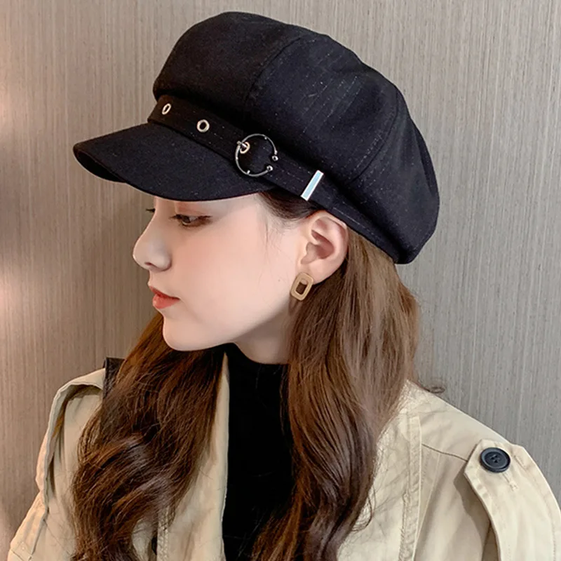 여성용 팔각형 오리 혀 야구 아티스트 모자, 레트로 패션, 코튼 리벳, 영국 모자, S226, 가을 및 겨울