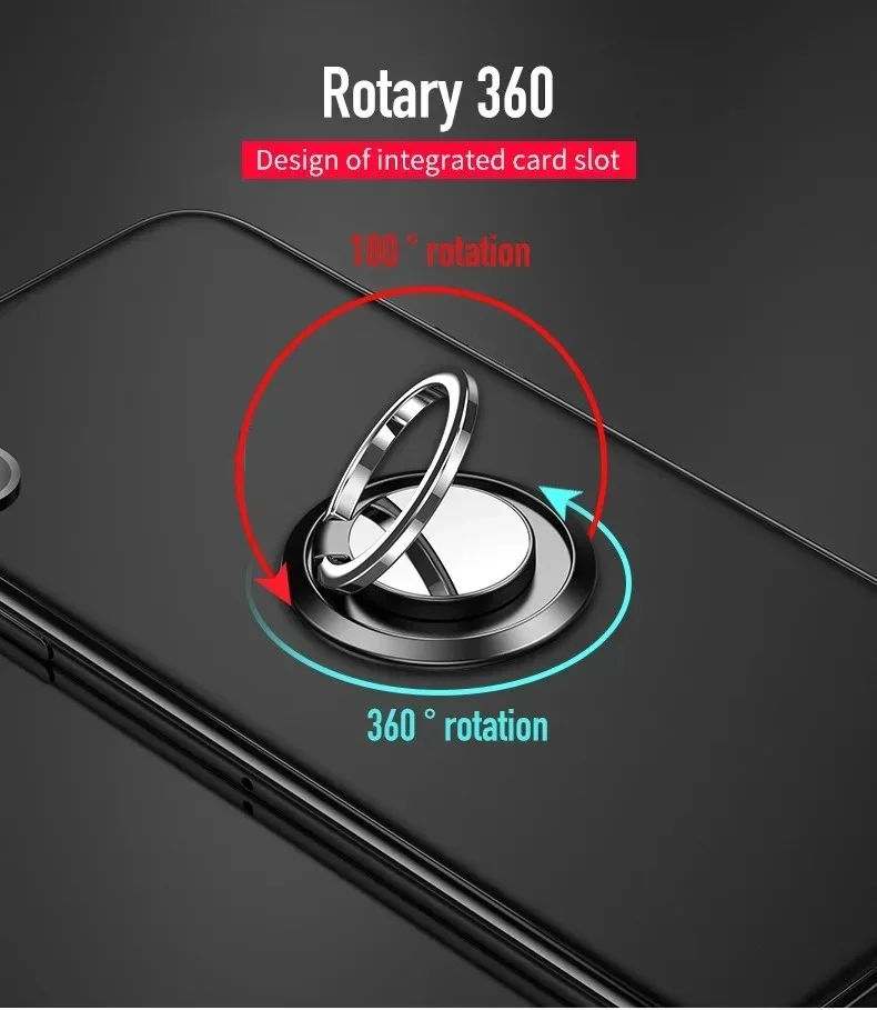 360 Degree Rotating Finger Ring Mobile Phone Holder for iPhone Samsung Huawei Redmi Universal Car Magnetic Mount Pad Metal Stand