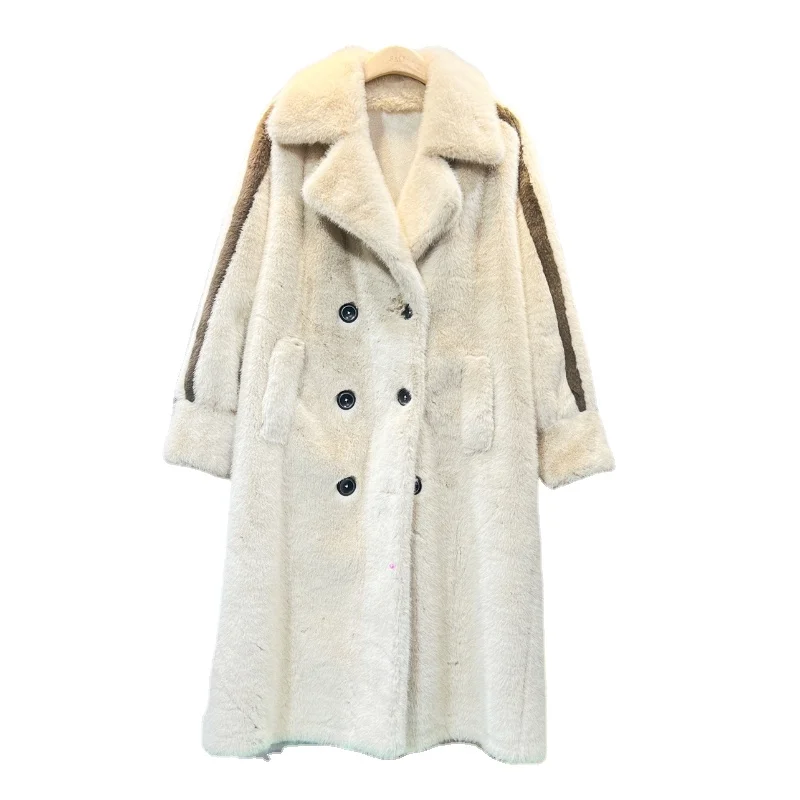 Thickened Long Suit Collar Faux Mink Coat Female 2023 Autumn Winter Fur Integrated Fur Environmental Protection Fur Women's Coat