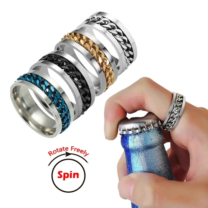 Bohemian Silver Color Titanium Stainless Steel Cocktail Rings Men Punk Statement Chain Finger Rings for Women Metal Jewelry finger ring silver ring stainless steel ring chain ring