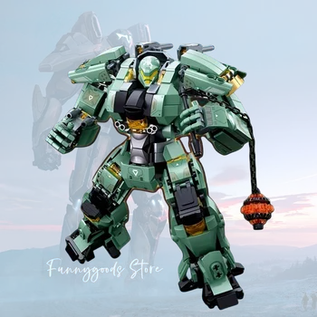 체인 망치가 달린 나만의 녹색 전사 로봇, 전투 빌딩 블록 장난감, 완벽한 크리스마스 및 생일 선물, 542 개
