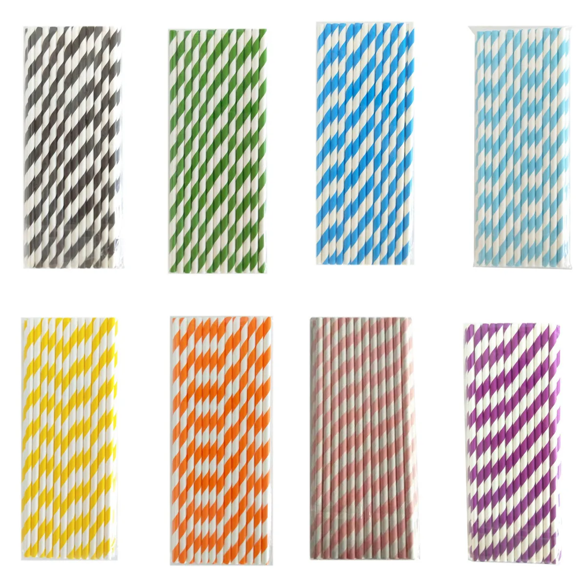 Biodegradable Stripes Paper Straws Pink Blue Yellow Stripes Drinking Straws Wedding Birthday Party Decoration Baby Shower Kids