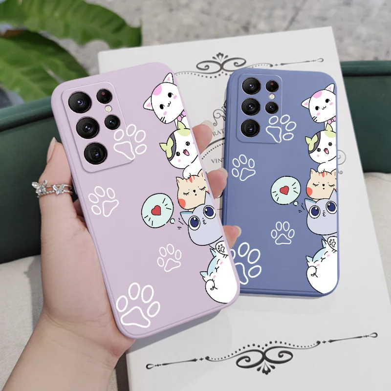 Stacking Cats Phone Case For Samsung Galaxy S24 S23 S22 S21 S20 Ultra Plus FE S10 S9 S10E Note 20 ultra 10 9 Plus Cover