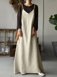Vintage Spaghetti Strap Dress Women Summer Sundress ZANZEA 2023 Casual Summer Maxi Vestidos Female V Neck Robe Femme
