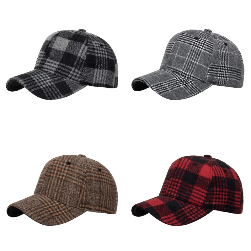 Plaid Baseball Cap For Men Women Visor Hat Adjustable Outdoor Sports Sunhat