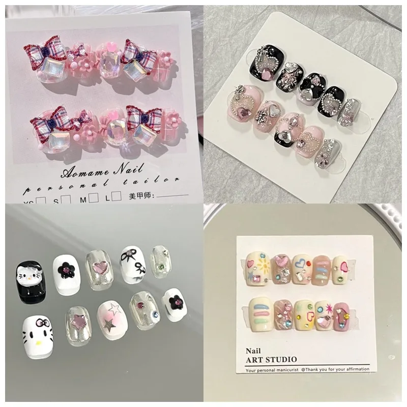 

Милые декоративные патчи для ногтей Hellokittys из аниме Sanrioed с алмазным рисунком Kawaii DIY креативный короткий Маникюр многоразовые модные ногти для дизайна