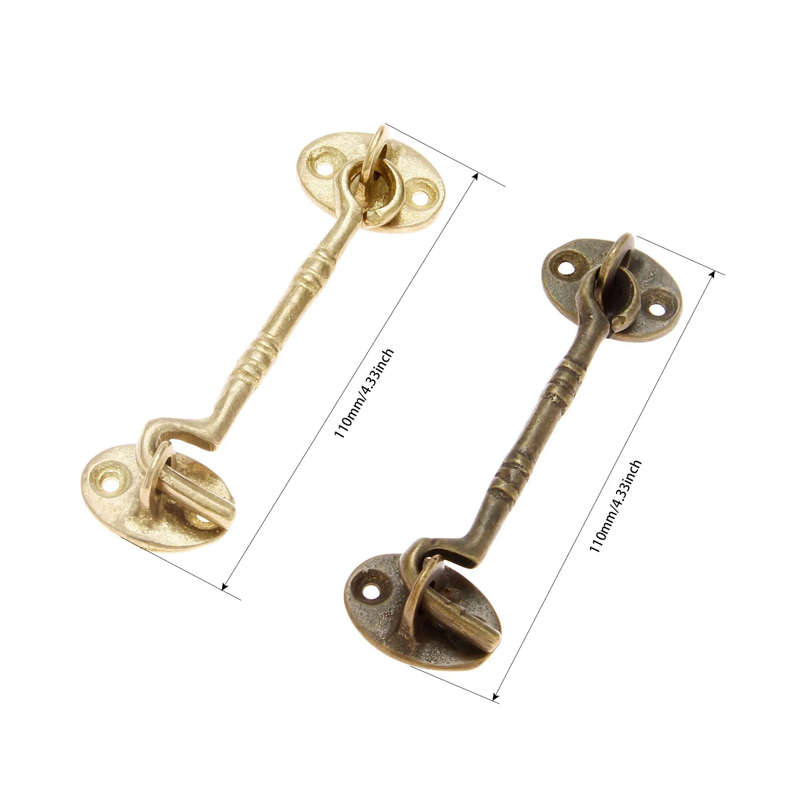 1pc Retro 110mm Wind Hook Buckle Hasp Copper Furniture Window Latches Cabinet Latches Bolt Hasp