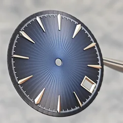 29mm Radial Pattern Watch Dial with Single Date (Silver Dark Blue)
