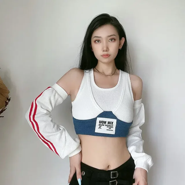 Jennie Cropped Top Off-The-Shoulder Unique Patchwork Street