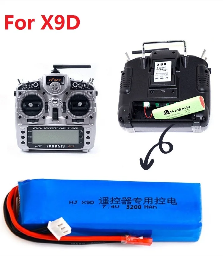 2S 7.4V 3200Mah Aggiornamento Batteria Ricaricabile Lipo Batteria Lipo/Caricatore Usb Per Taranis X9D Plus Trasmettitore Accessori Giocattolo