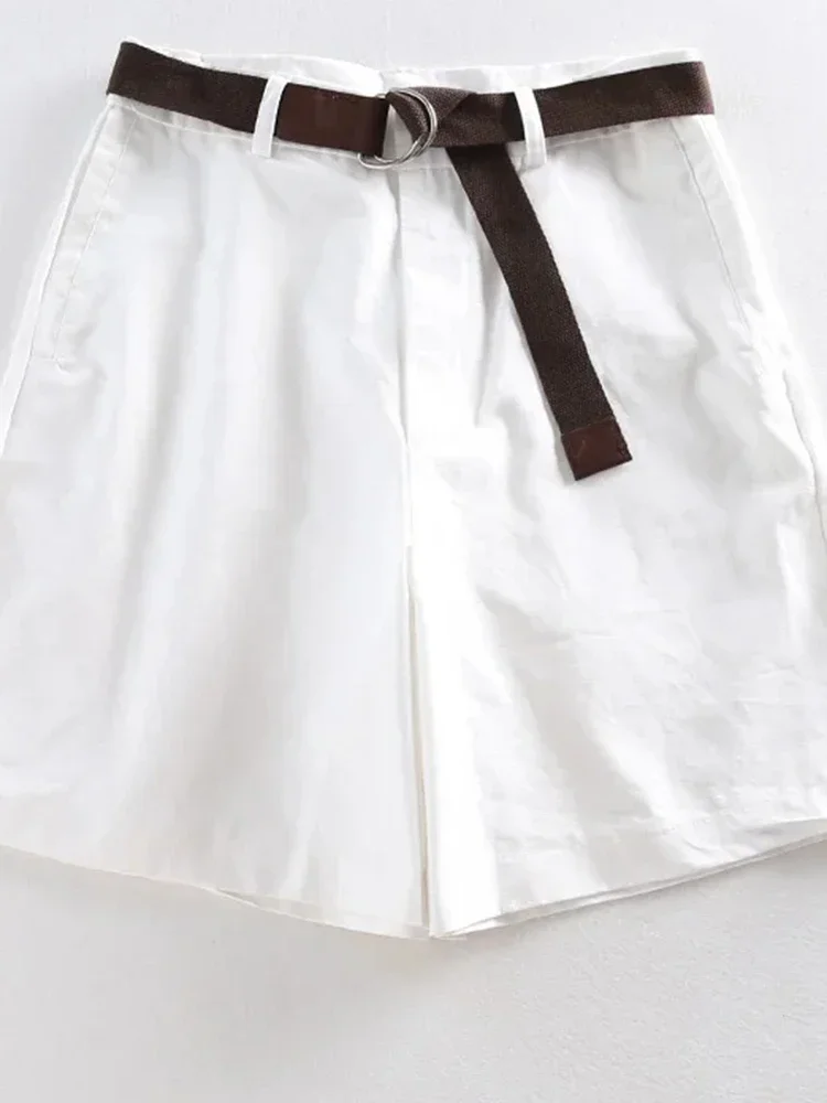 Shorts All-match A-line High Waist Slim Short Femme Chic S-XXL Ladies Bottom 4 Solid Color Sashes Casual Chicly Shorts Women
