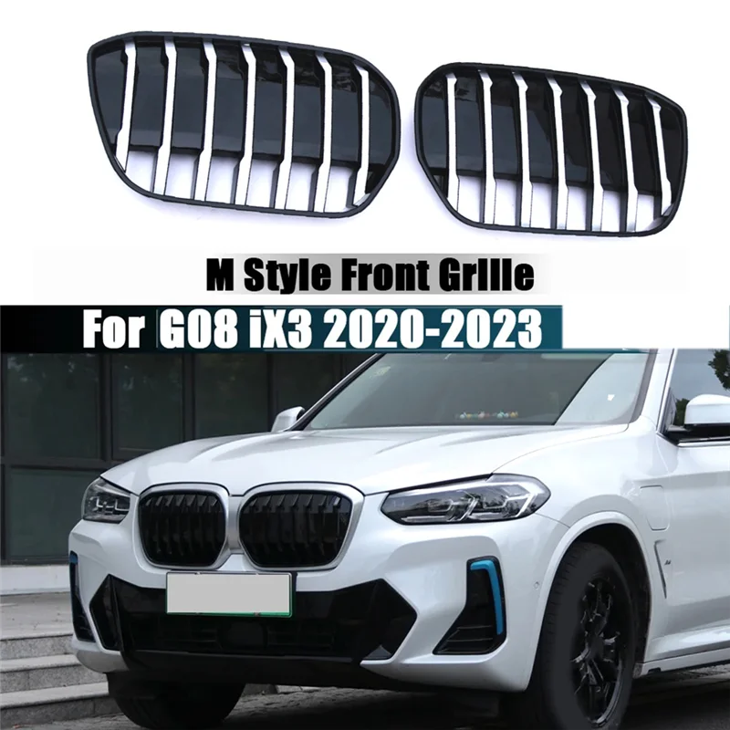 BMW G08 IX3 2020-2023 M 스타일 에어 인테이크 그릴 자동차 레이싱 그릴 바디 키트-A02G 용 프론트 범퍼 키드니 그릴